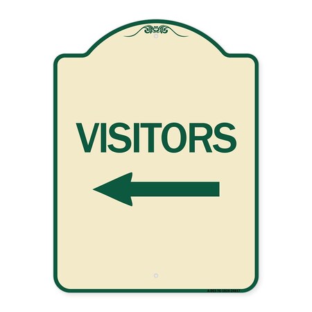 Signmission Visitors with Left Arrow Heavy-Gauge Aluminum Architectural Sign, 24" x 18", TG-1824-24617 A-DES-TG-1824-24617